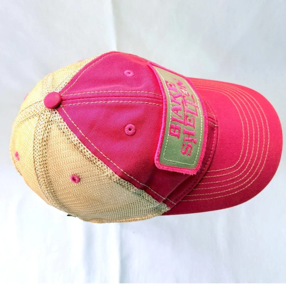 Blake Shelton Country Music Embroidered Snapback Trucker Hat Pink‎ Tan Mesh